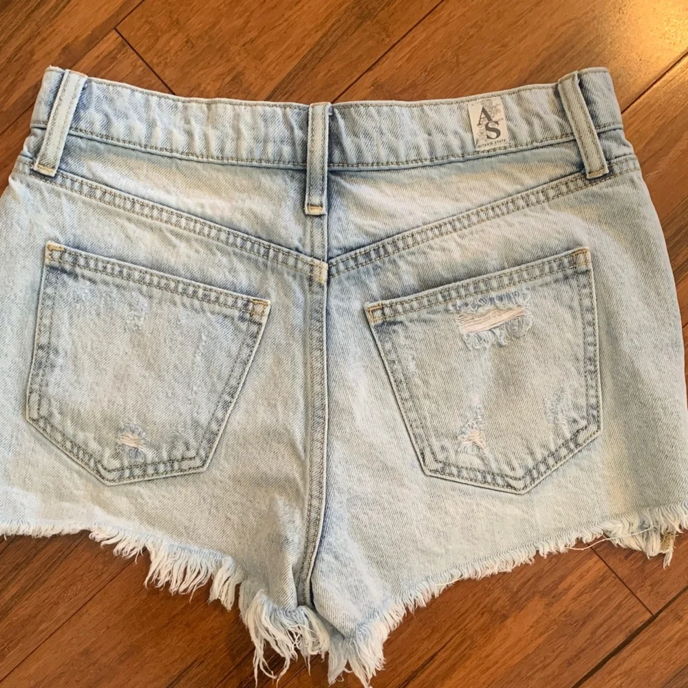 Altar'd State Light Blue Frayed Jean Shorts - Picture 2 of 6